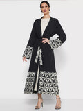 Spliced Lace Up Cardigan Robe